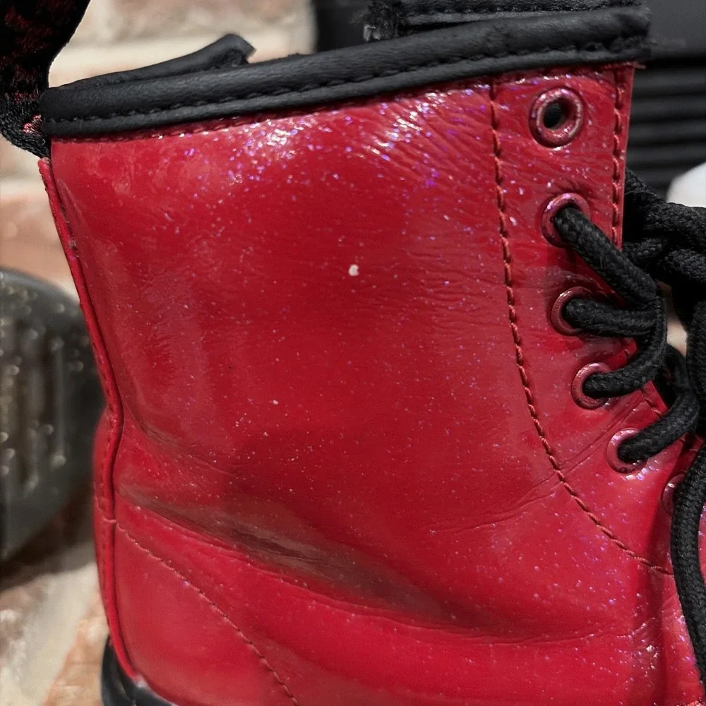 Dr Martens 1460 Red Cosmic Glitter Boots Sz 2 Youth. Whimsigoth, Classic